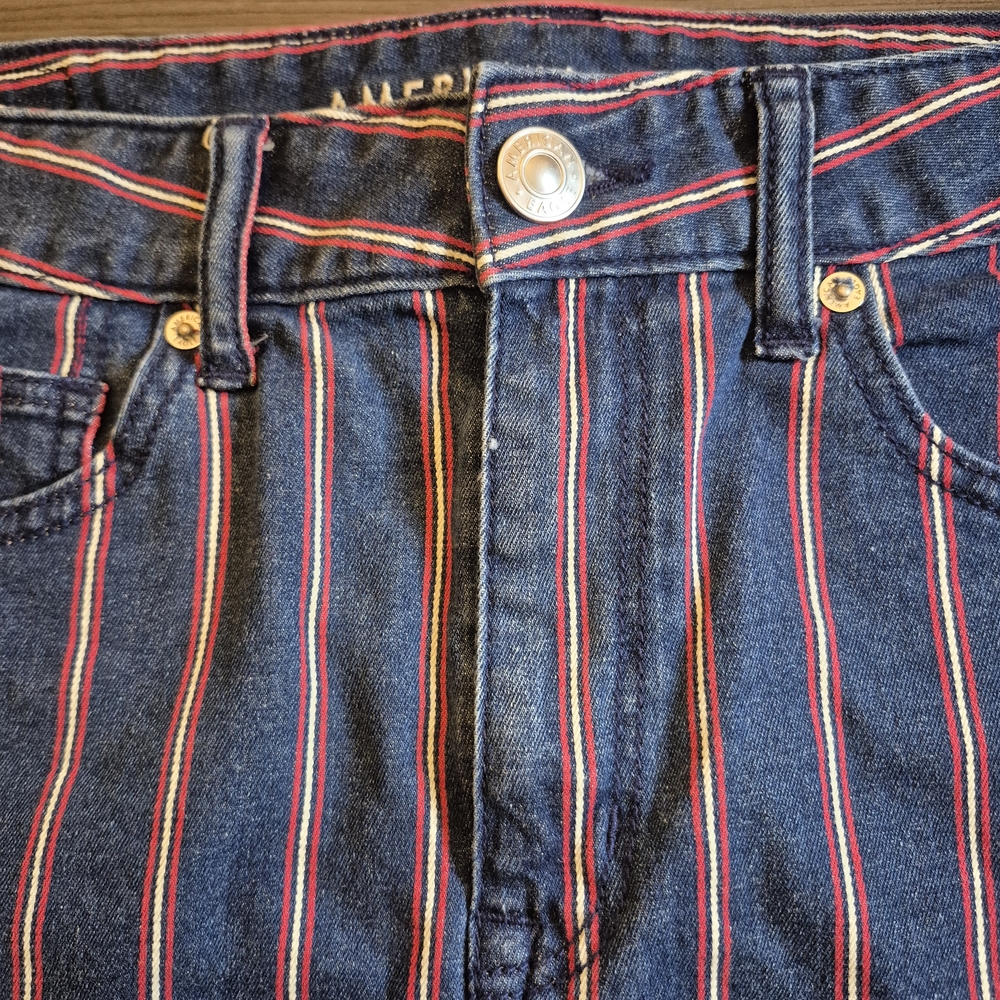 American Eagle Outfitters Blue Stripe Denim Mini Skirt - Picture 4 of 14